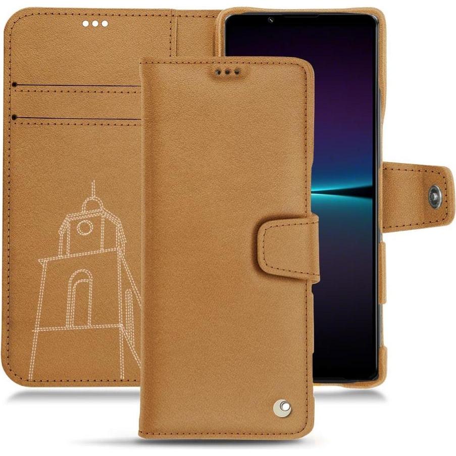 Noreve Lederschutzhülle Wallet (Sony Xperia 1 IV), Smartphone Hülle, Braun