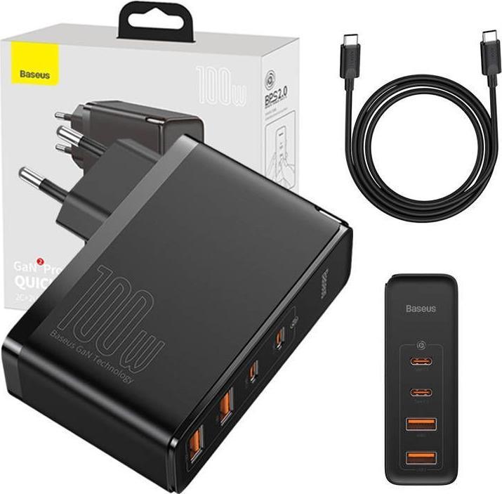 Actual product image Baseus GaN2 Pro Quick Charger (100 W, 4 ports)