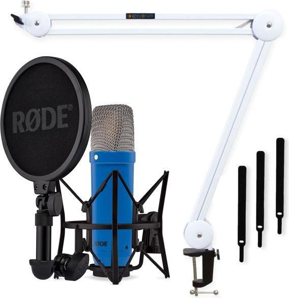 Produktbild RØDE NT1 Signature Cobalt Blau Mikrofon mit Gelenkarm Weiss