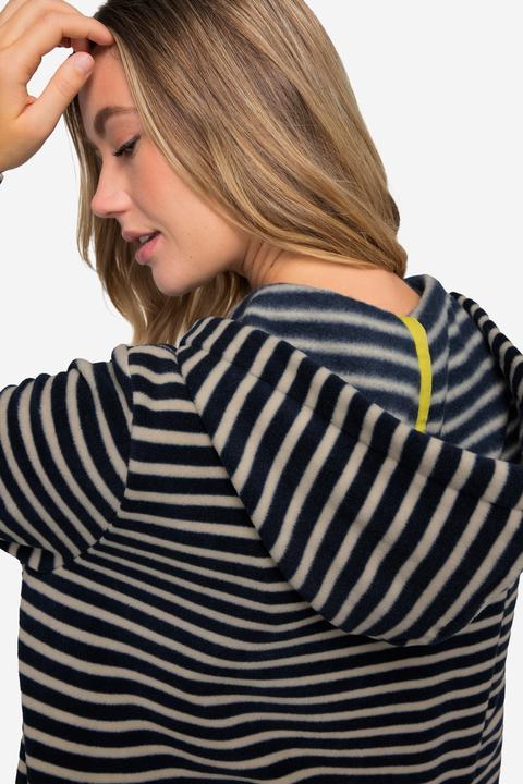 Produktbild Laurasøn Kleid, geringelter Fleece, Midilänge, Kapuze, Langarm, OEKO-TEX (S)