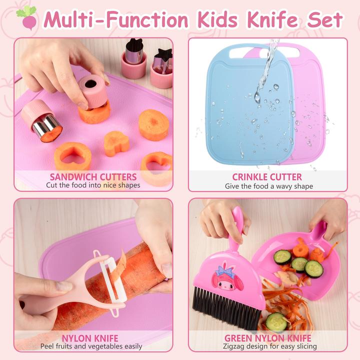 Actual product image Activity Board Kindermesser 18-teiliges Kinderschneideset, Kinderschneidemesser, zum echten Kochen mit Holzmesser