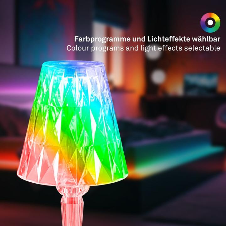 Image du produit Briloner Akku RGB-LED lampe de table, aspect cristal, transparent, 1xLED/2,3W