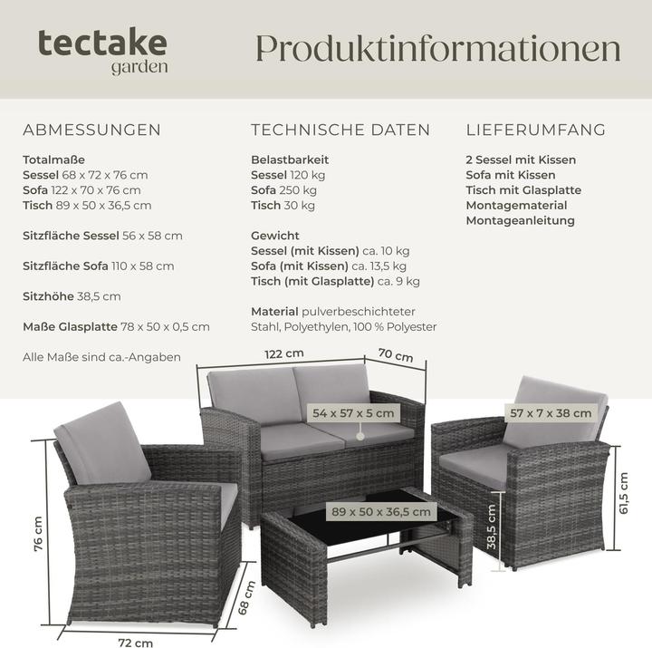 Immagine prodotto tectake Salottino in rattan Jesolo