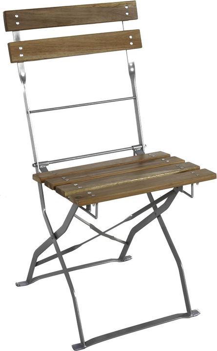 Actual product image Mojawo Beer Garden Set Folding Table + 4 Folding Chairs foldable steel acacia wood 120x70cm (120 cm)