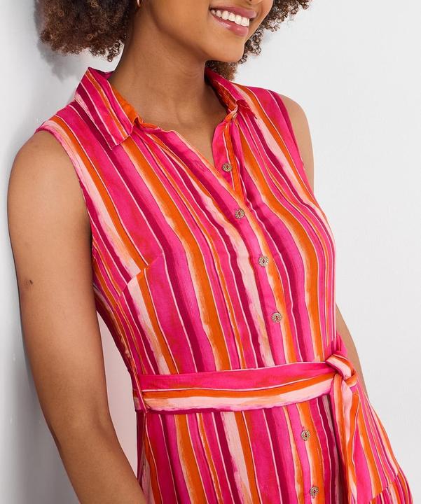 Actual product image Joe Browns Petite Striped Sleeveless Button Through Maxi Shirt Dress (44)