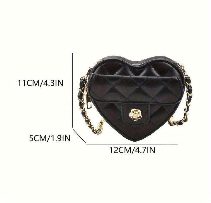 Immagine prodotto Only-Bags.Store Mini borsa a tracolla a forma di cuore, borsa in pelle PU ricamata alla moda, accessorio carino e