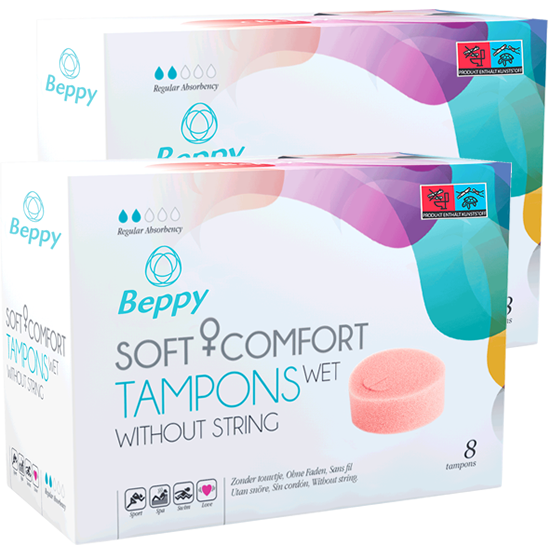 Actual product image Beppy WET" Soft + Comfort Tampons Twin Pack, 2 x 8 pcs, without thread (16 x)