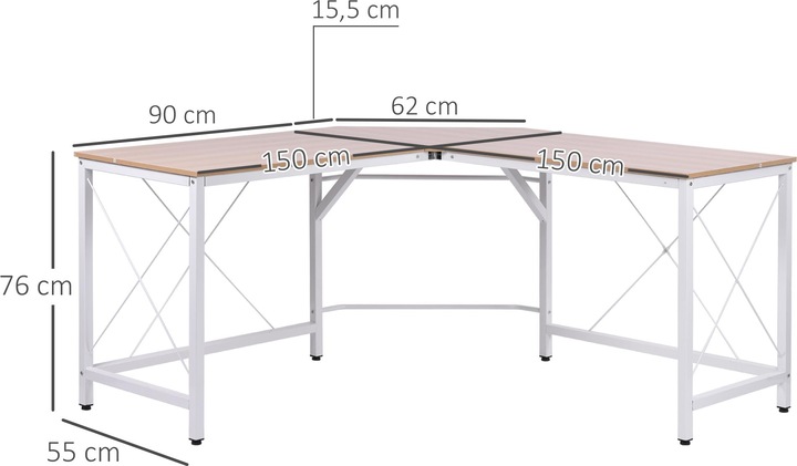 Produktbild Homcom Winkelschreibtisch (150 x 150 x 76 cm)