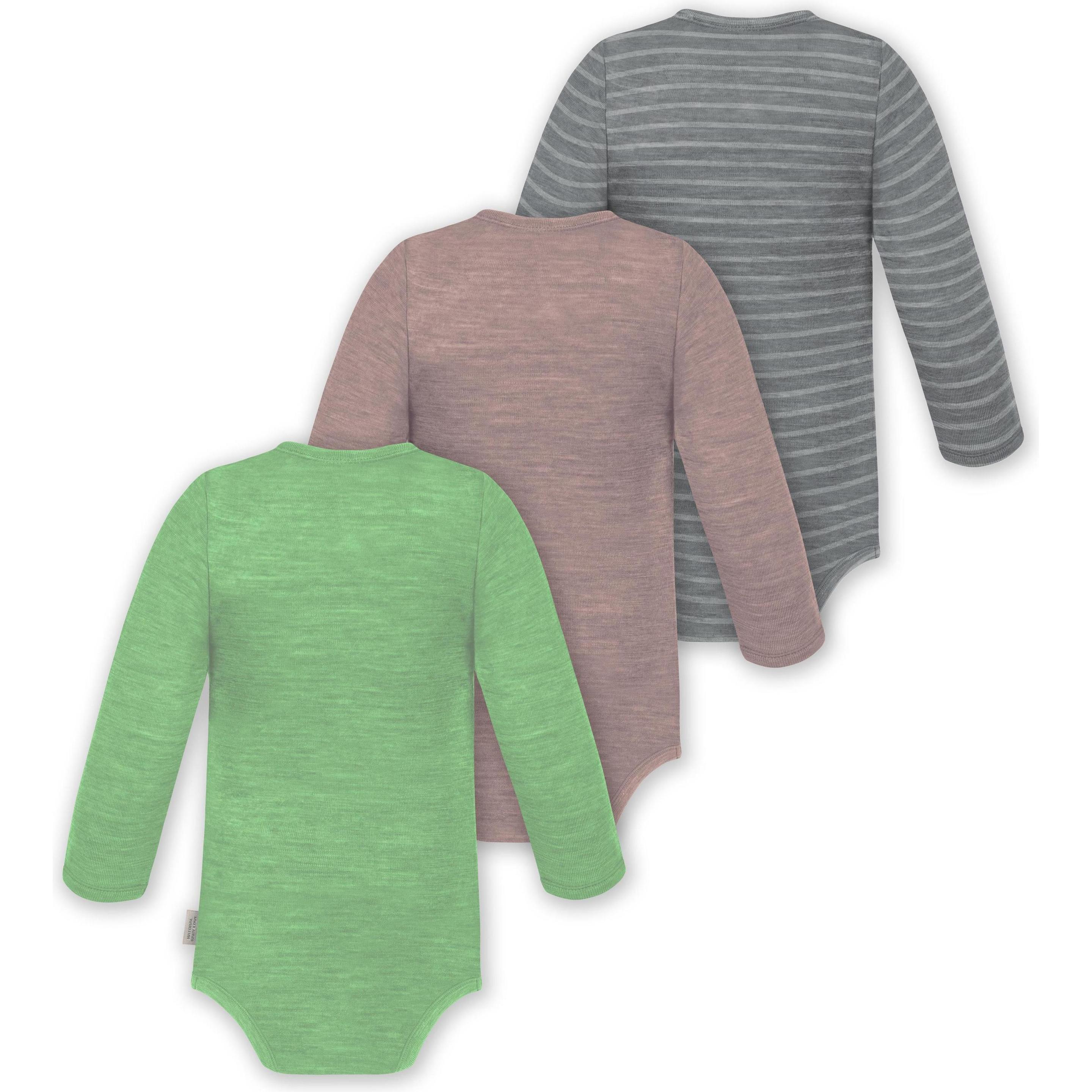 Thumbnail - Normani, Herren, Body, 3er Pack Baby Merino Body Langarm „Auckland" - 9375, Grau, (74)