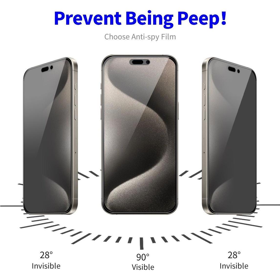 König Design Displayschutz Panzerfolie für Apple iPhone 15 Pro Max - Anti Spy (1 Stück, Apple iPhone 15 Pro Max), Smartp...