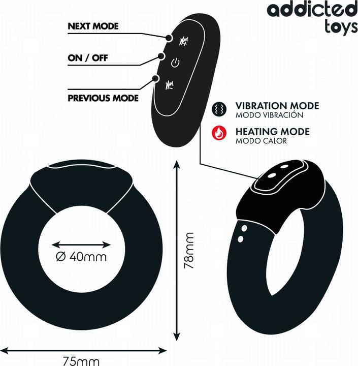 Actual product image Addicted toys - Vibrierender Cockring Mit Wã„Rmeeffekt Und Fernbedienung