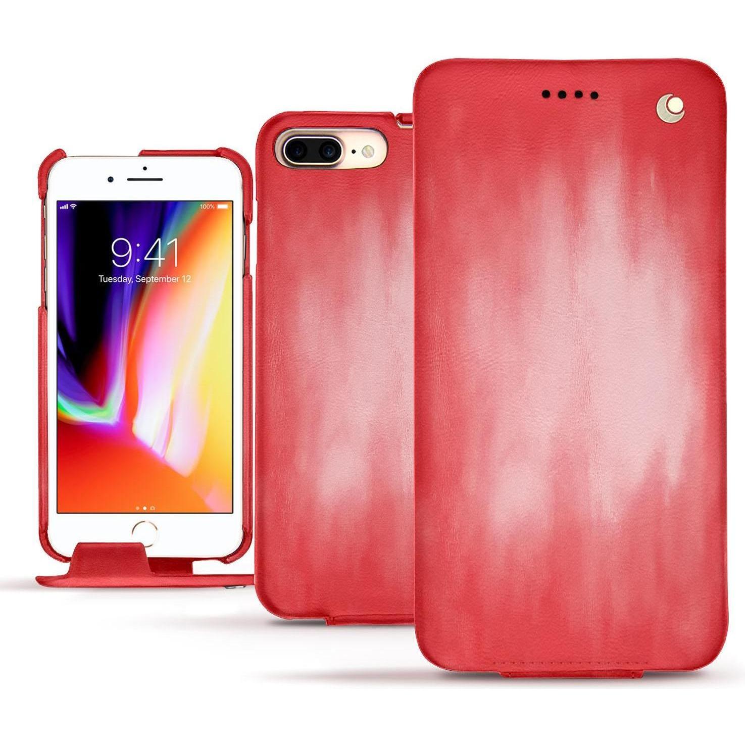 Noreve Lederschutzhülle vertikal (Apple iPhone 8 Plus), Smartphone Hülle, Rosa