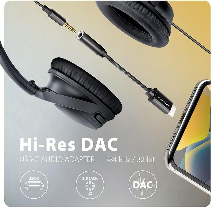 Image du produit Axagon ADA-HC Adaptateur audio Hi-Res USB-C - jack 3,5 mm, 32 bits, 384 kHz (USB-C)