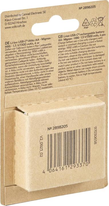 Actual product image Voltcraft Accu-Rechargeable (4 pcs., AA, 1300 mAh)