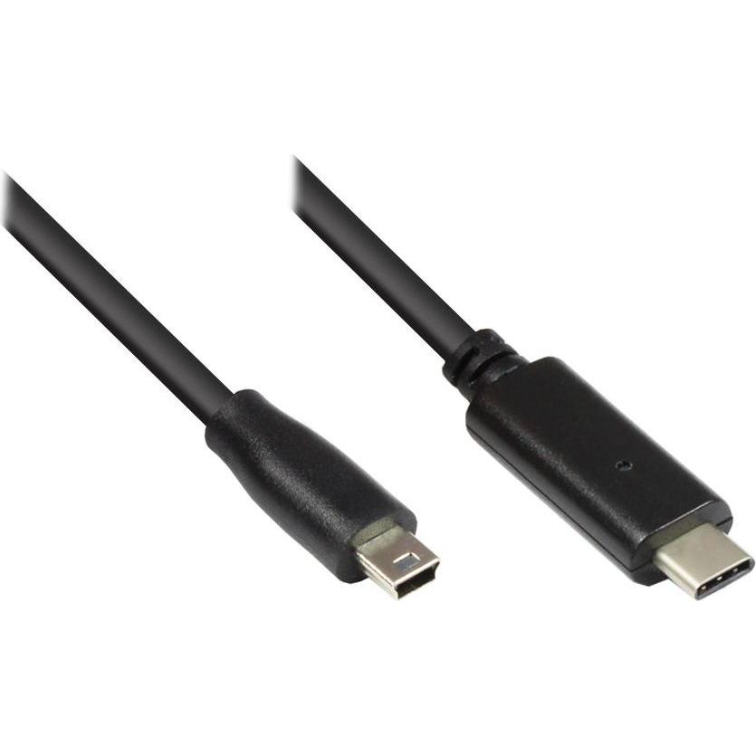 Good Connections Anschlusskabel USB 2.0, USB-C Stecker an USB 2.0 Mini B Stecker, schwarz, 1,8m,  (1.80 m, USB 2.0), USB...