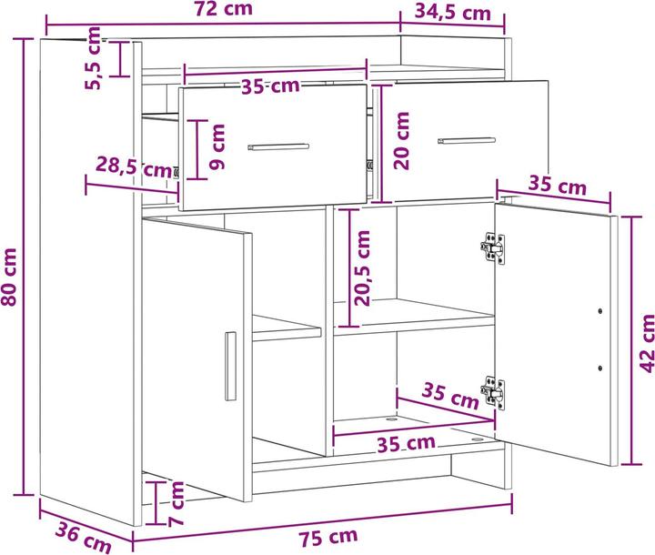 Image du produit vidaXL Sideboard-Aufbewahrung (36 x 75 x 80 cm)