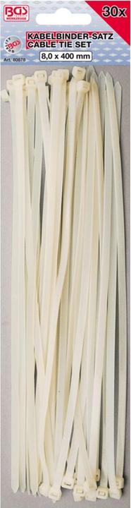Produktbild BGS Kabelbinder-Sortiment weiss 8,0 x 400 mm 30-tlg. (400 mm, 30 Stk.)