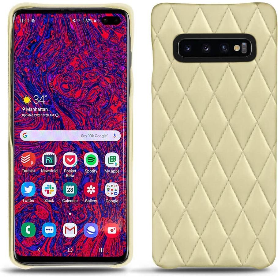 Noreve Lederschutzhülle (Samsung Galaxy S10+), Smartphone Hülle, Beige
