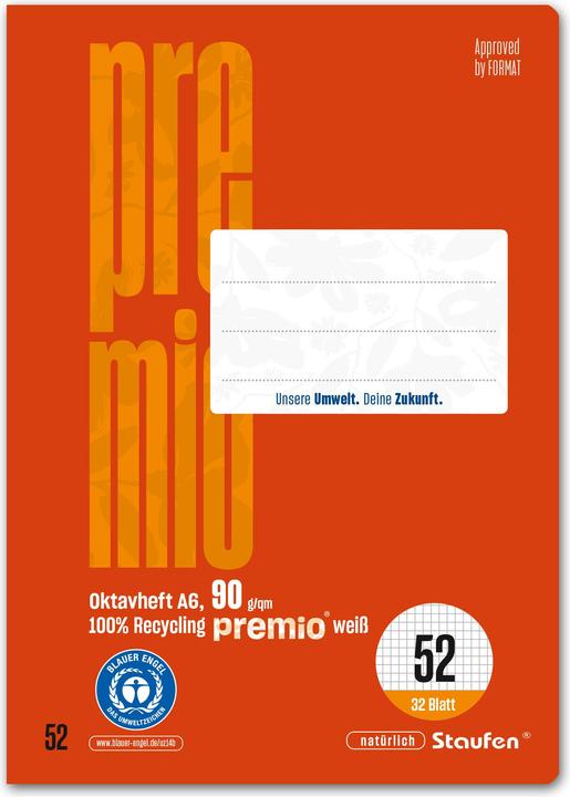 Produktbild Staufen Oktavheft LIN52 A6 32 Blatt 5mm kariert (A6, Kariert, Weicher Einband)