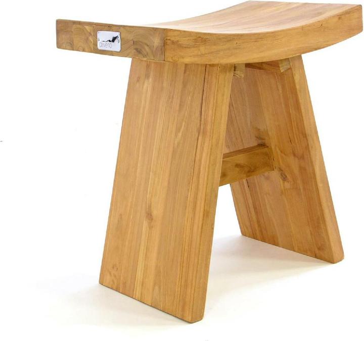 Produktbild VCM Hocker behandeltem Teakholz Sitzhocker Holzhocker massiv Höhe 47cm