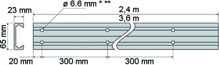 Image du produit Accuride Rail linear L/B/H 2400/65/23 mm 360kg
