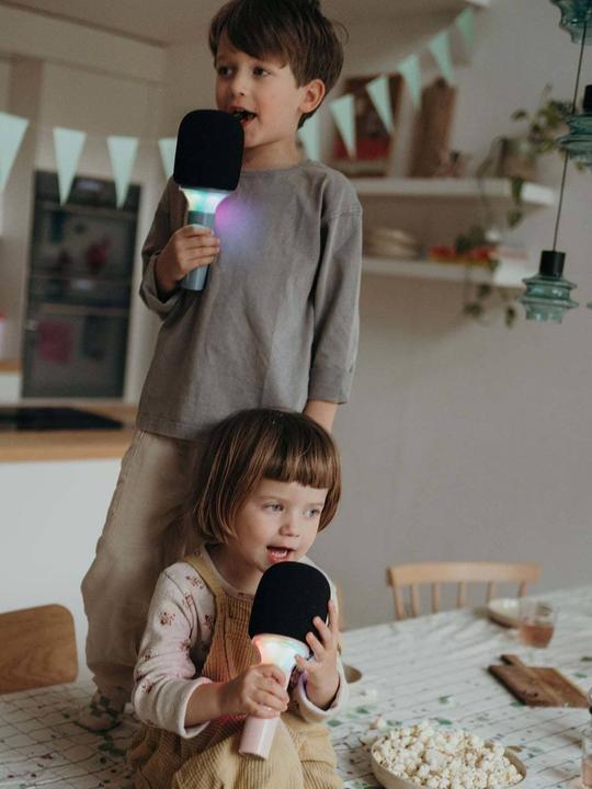 Actual product image Kidywolf Bluetooth microphone with light blue