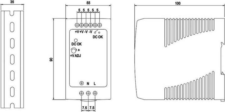 Actual product image MeanWell DIN rail power supply (DINRail)