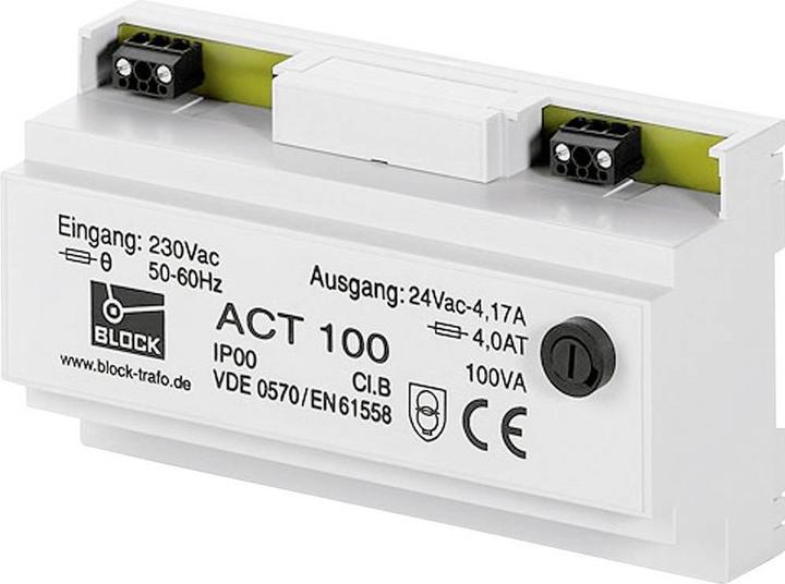Block Transformer DIN-rail 100VA 24V