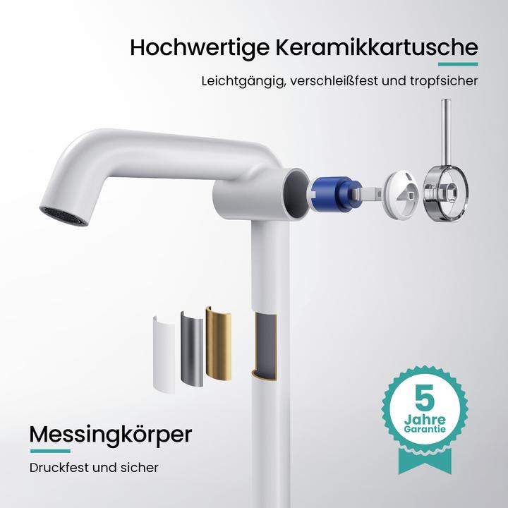 Produktbild Emke Wasserhahn Bad Messing Keramikkartusche Luftsprudler Waschtischarmatur Mischbatterie einfache Instal