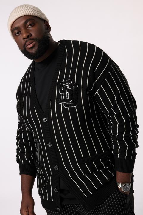 Produktbild Sthuge Strickjacke, Nadelstreifen, V-Auschnitt, Badge (7XL)
