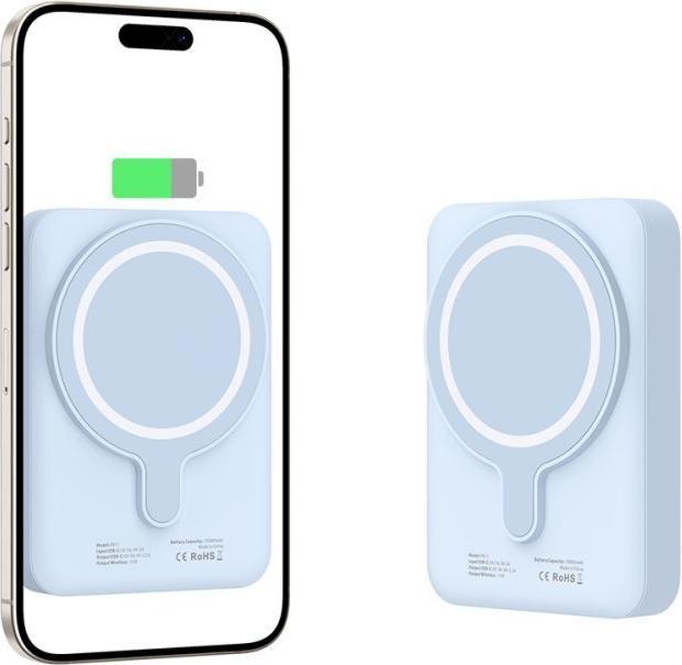 Actual product image Tech-Protect LifeMag PB11 Powerbank with MagSafe 10000mAh 15W USB-C port - blue + USB-C cable (10000 mAh, 15 W)