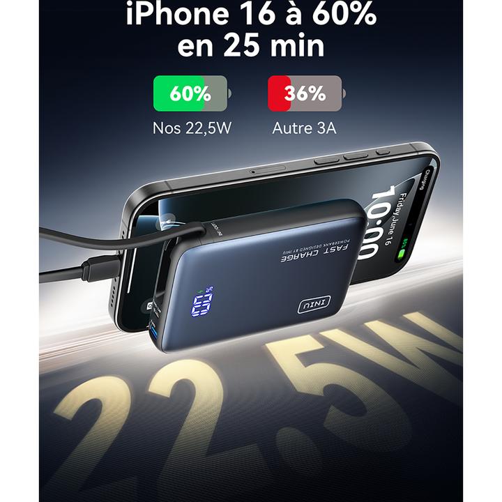 Image du produit INIUPB20ACPOCKETBK Powerbank (20000 mAh, 65 W, 74 Wh)