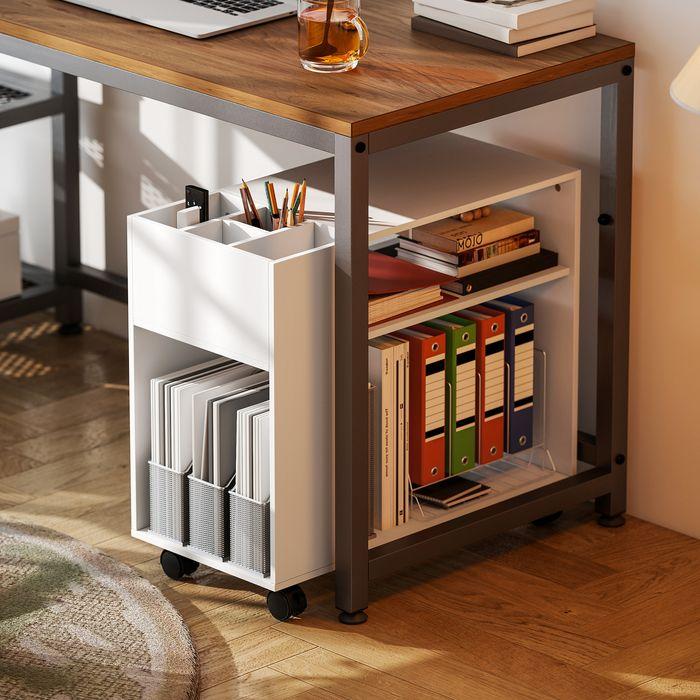 Actual product image Swisshandel24 Druckertisch, unterteiltes Fach, Ablageflächen, 70x34x60cm, Weiss (70 x 34 x 60 cm)