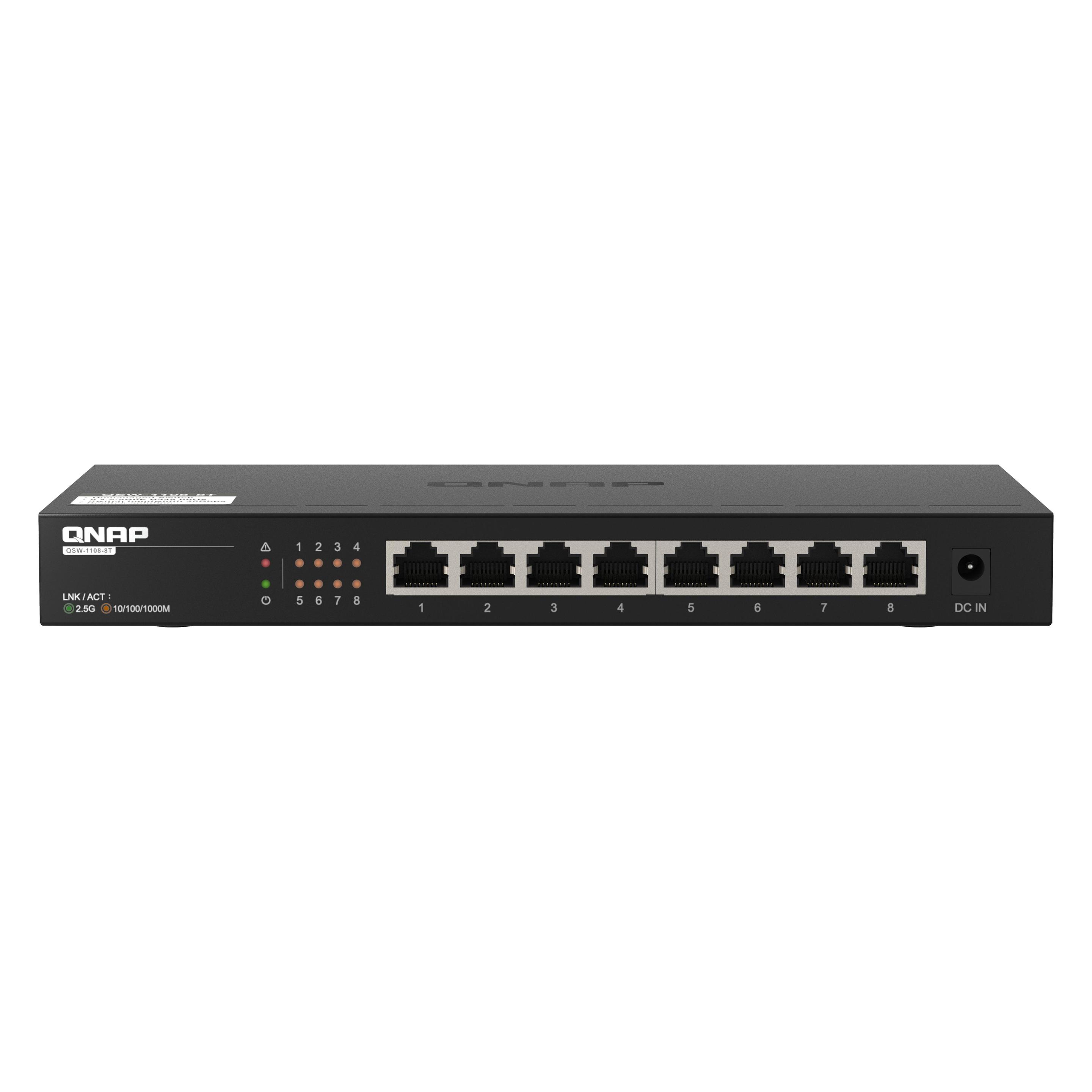 QNAP QSW-1108-8T, 8-Port 2,5GbE Switch (8 Ports), Netzwerk Switch, Schwarz