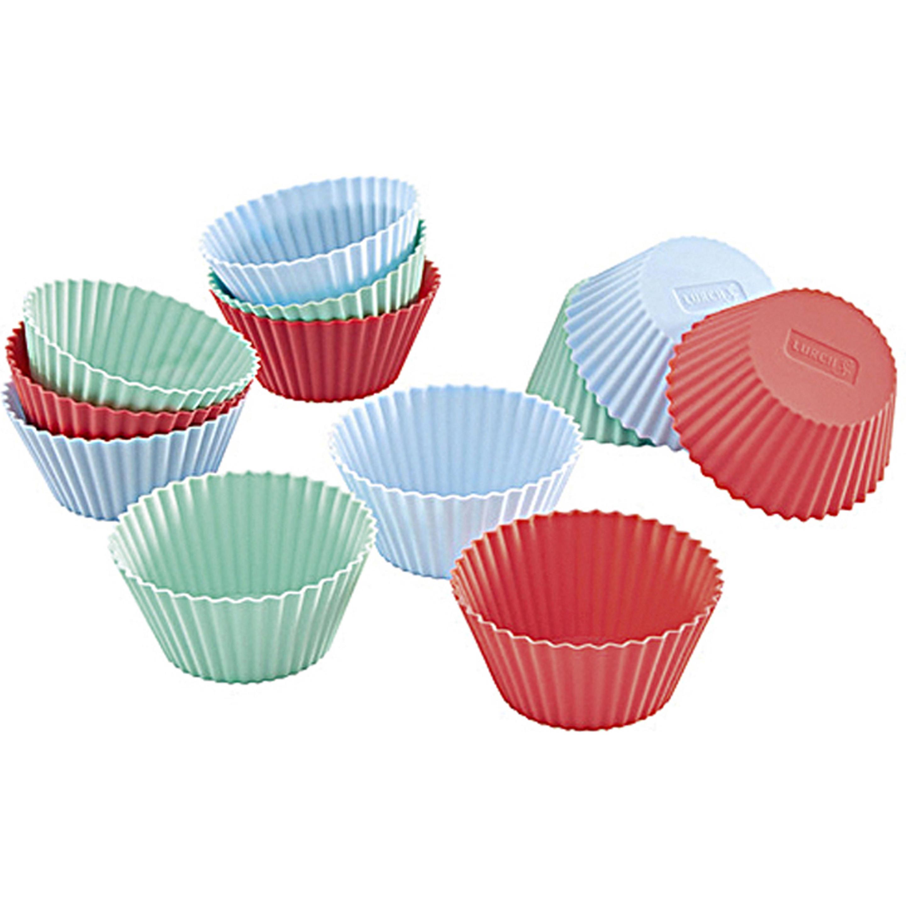 Lurch Flexiform Muffinliner 12er Set, Backform, Rot, Grün, Blau
