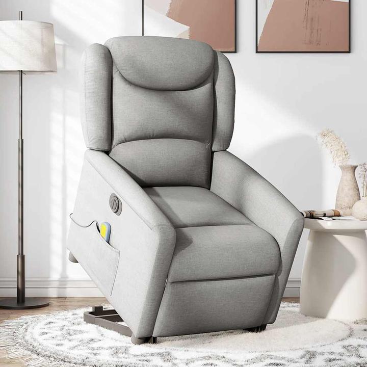 Actual product image VidaXL Massage chair with stand-up aid electric cloud grey fabric