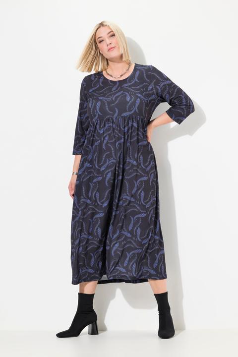 Actual product image Ulla Popken Matte Jersey Feather Print Empire Dress (62)