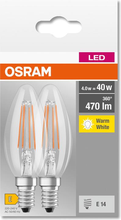 Immagine prodotto Osram Base LED Classic B (E14, 4 W, 470 lm, 2 x, E)