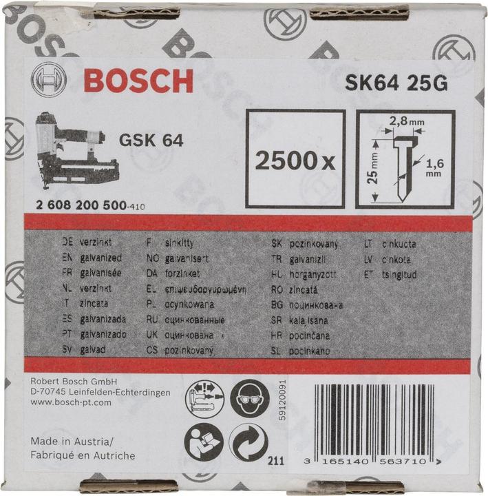 Immagine prodotto Bosch Professional Zubehör Perno a testa svasata SK64 25G, 1,6 mm, 25 mm, zincato