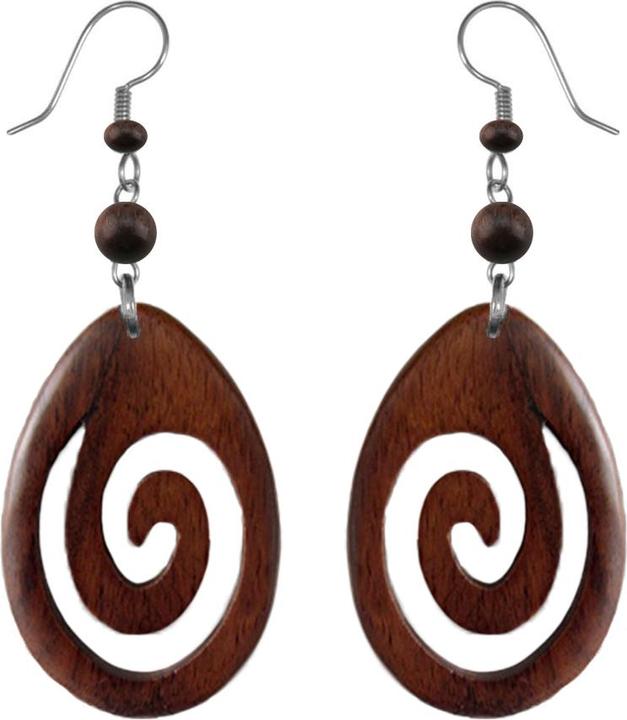 Image du produit Star Piercing Boucles d'oreilles Tronc Spirale Ovale en bois de sono (Acier chirurgical 316L, sans laiton, Organique)