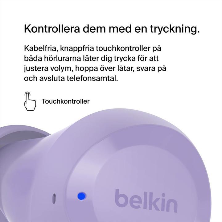 Produktbild Belkin wireless soundform bolt tws hellviolett (Keine Geräuschunterdrückung, 28 h, Kabellos)
