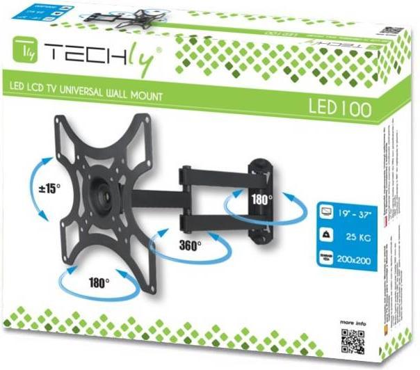 Productafbeelding Techly Wandsteun Full Motion (Muur, 37", 25 kg)