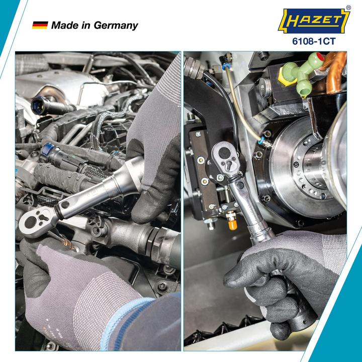 Produktbild HAZET Drehmomentschlüssel 6108-1CT ∙ Nm min-max: 2 - 10 Nm ∙ Toleranz: 2% ∙ Vierkant 6,3 mm (1/4 Zo… (1/4", 2 Nm, 10 Nm)