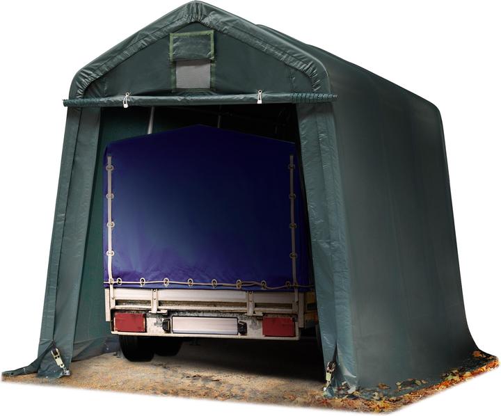 Toolport Zeltgarage ca. 2,4 x 3,6 m PREMIUM Carport PE 600 N Plane Unterstand Lagerzelt Garage in dunkelgrün