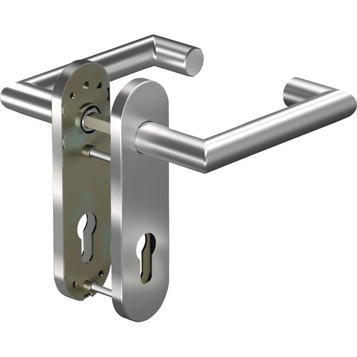 Ogro, Türgriff + Fenstergriff, Feuerschutzgarnitur 8907/7051K Aluminium AL D/D für Türstärke 38 - 63 mm PZ abgerundet DI...