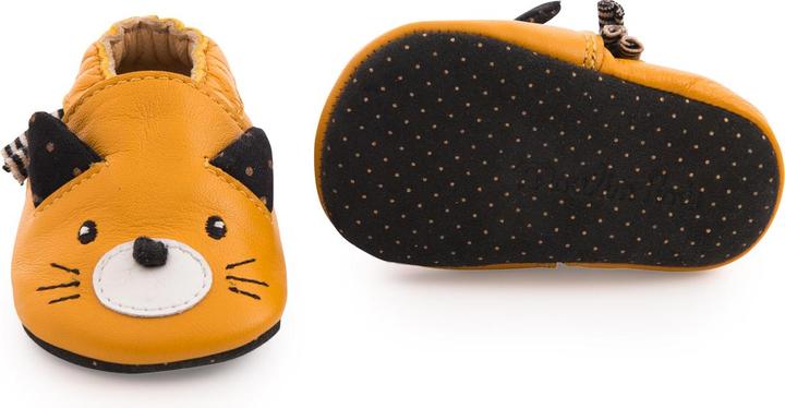 Image du produit Moulin Roty Chaussons en cuir chat jaune 0/6 mois, Les Moustaches (16, 17)