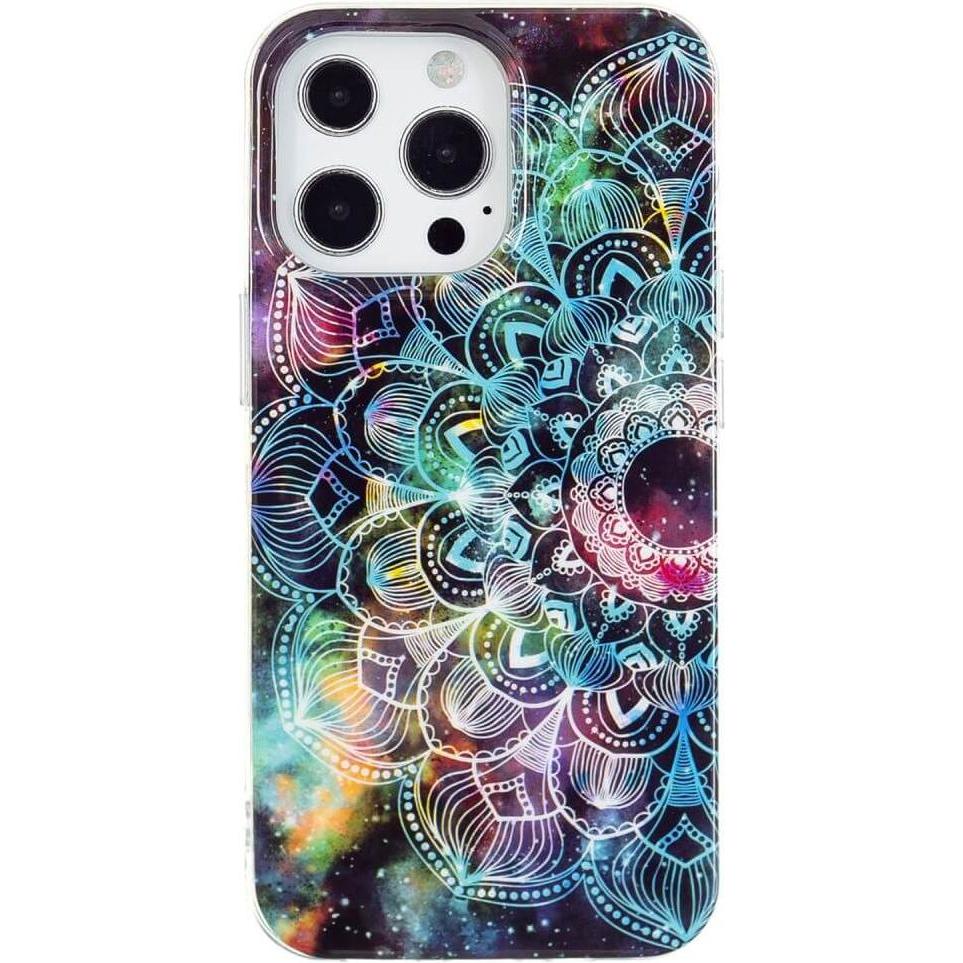 Cover-Discount iPhone 15 Pro - Nachtleuchtende Silikon Hülle Mandala (Apple iPhone 15 Pro), Smartphone Hülle, Mehrfarbig