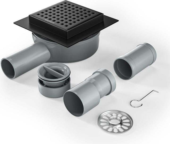 Bernkot Quadratische Duschrinne mit Siphon und Geruchsstop (100 mm)