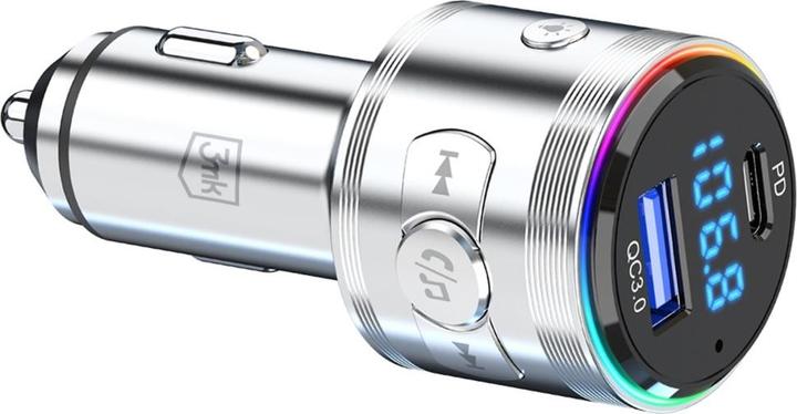 Actual product image 3MK Hyper Car Power Transmitter 48W QC PD PPS USB-C/USB-A with Audio Transmitter Silver
