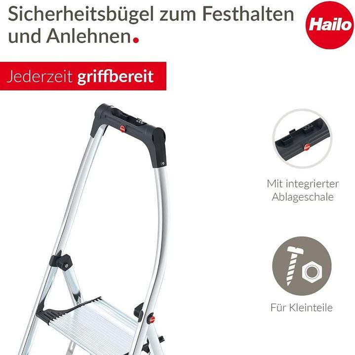 Image du produit Hailo K100 TopLine, escabeau confort, 2 marches (Échelle deux plans, 127 cm)